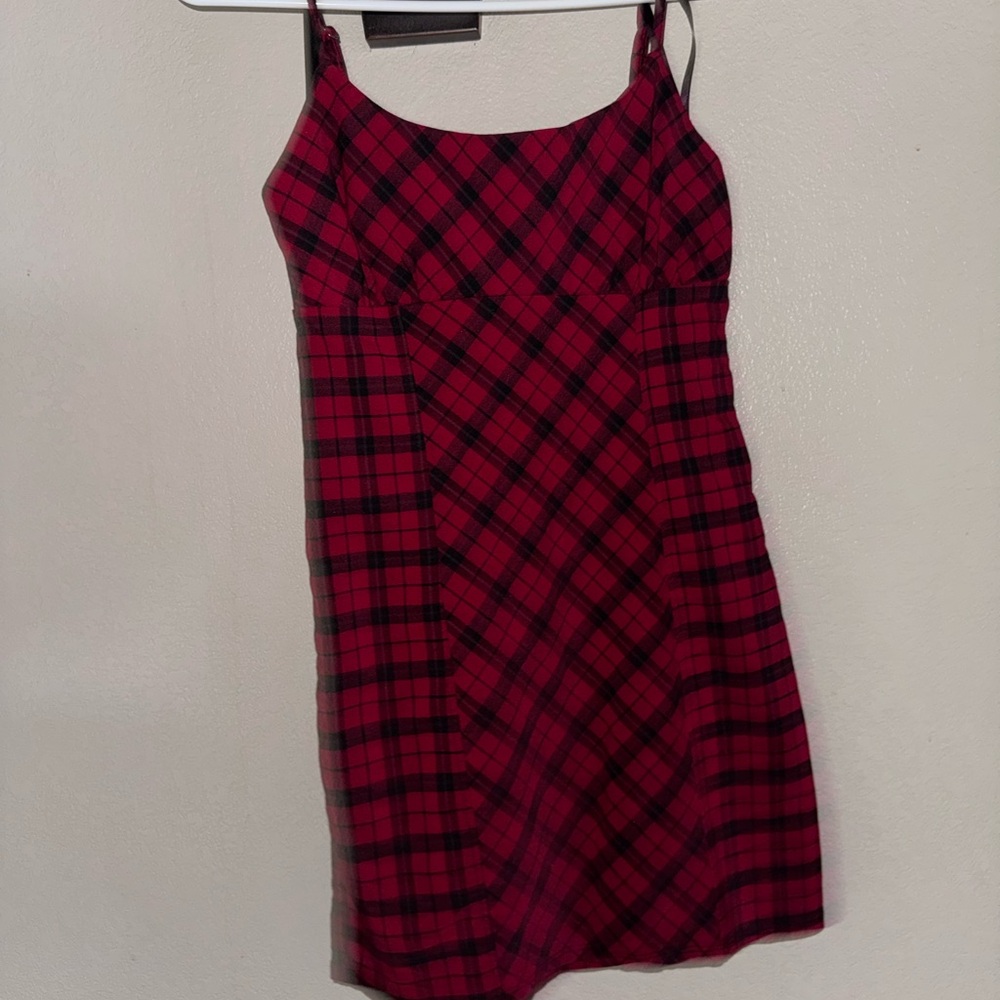 Plaid Festive Red Dress